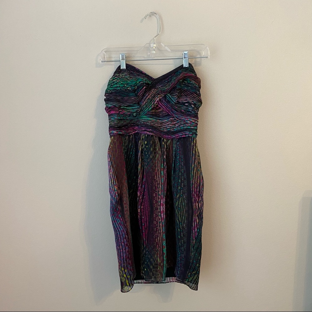 Shoshanna strapless multi color printed dress